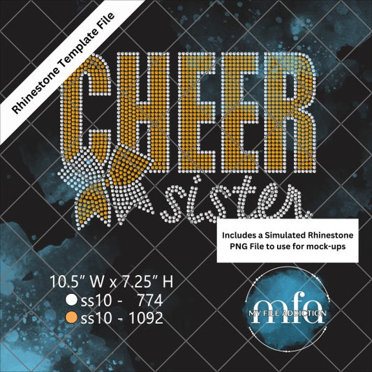 Cheer Sister Bold with Bow Rhinestone Template File