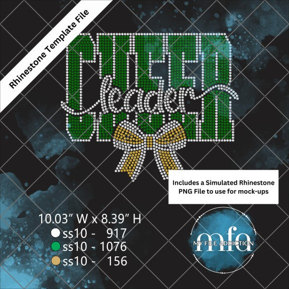 Cheerleader Bold Script with Bow Rhinestone Digital Download File - My File Addiction
