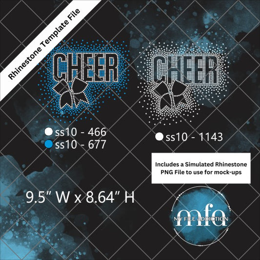 Cheer with Bow Scatter Rhinestone Template File