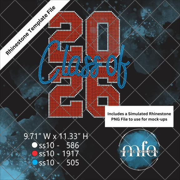 Class of 2026 Stacked Rhinestone Template File