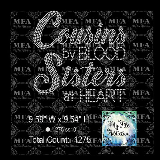 Cousins by Blood Sisters at Heart 2 Rhinestone Digital Download File