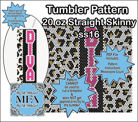 Diva Leopard Print ss16 Rhinestone 20 oz Tumbler Pattern