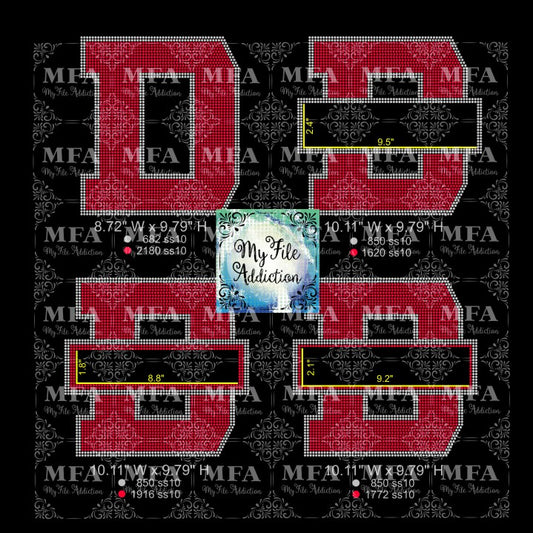 D with Banner Rhinestone Digital Download File