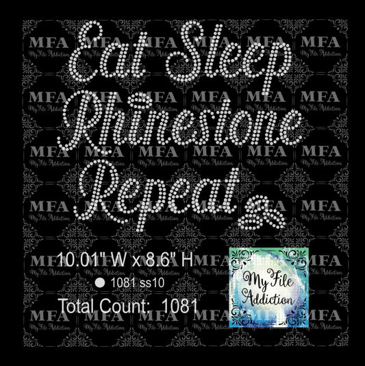 Eat Sleep Rhinestone Repeat Rhinestone Digital Download File