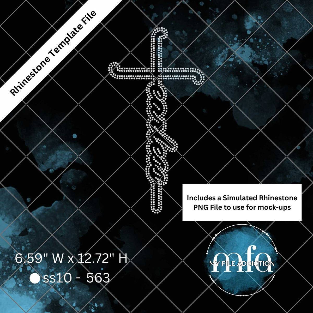 My File Addiction - Fearless Cross Rhinestone Template File