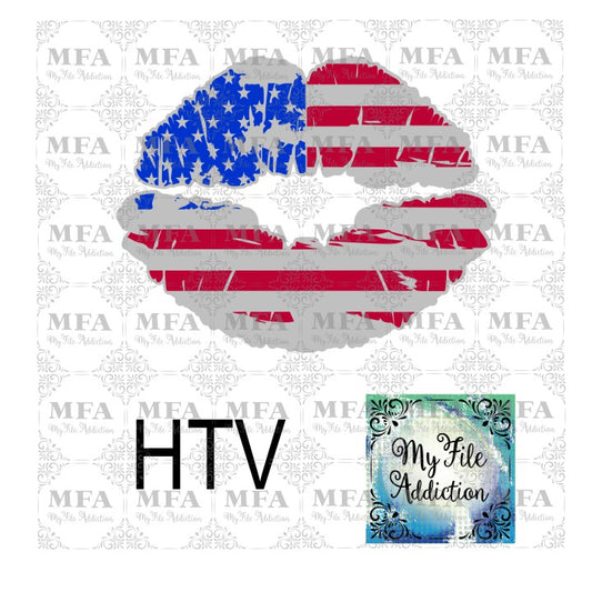 American Flag Lips Vector Digital Download File