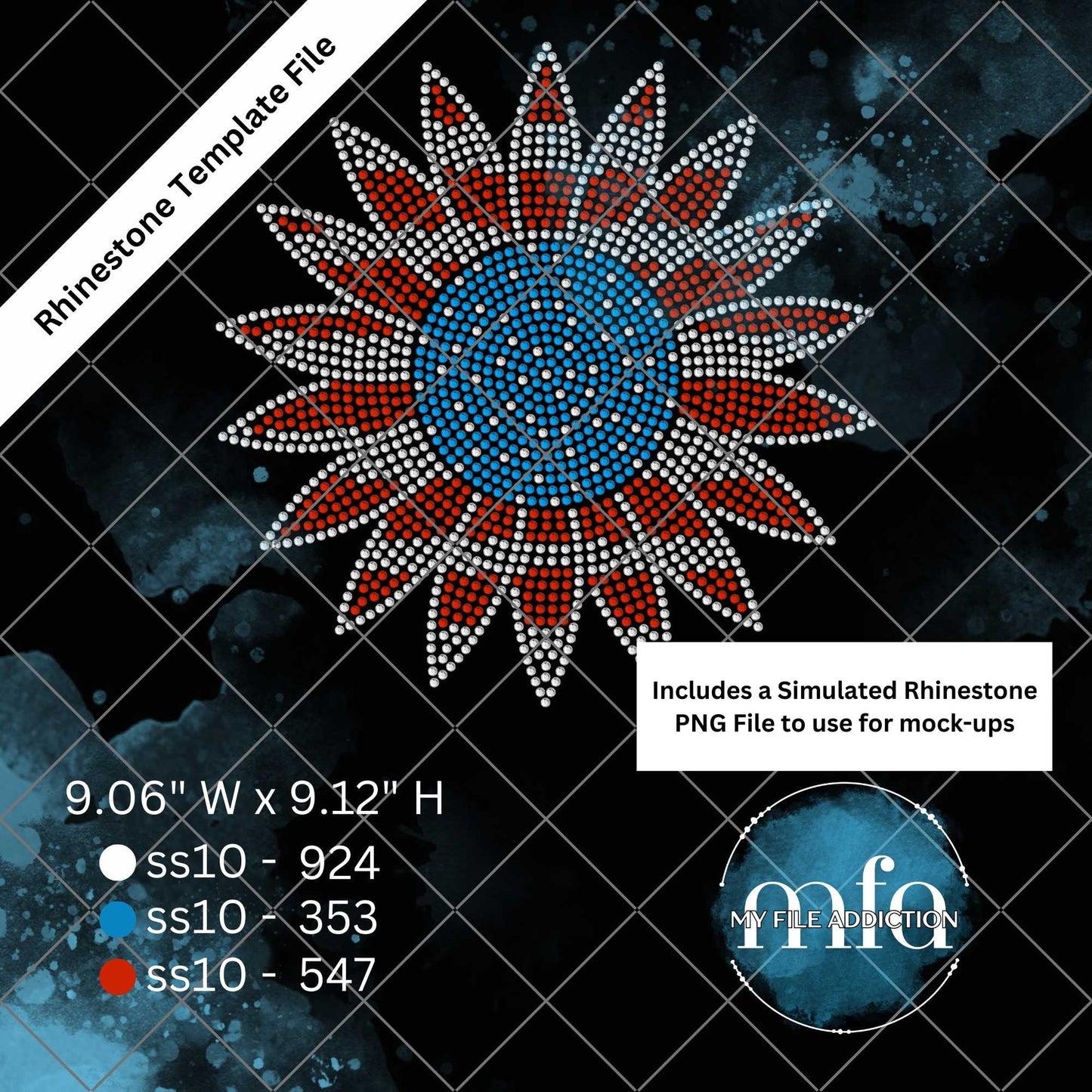 Flag Sunflower Rhinestone Template File