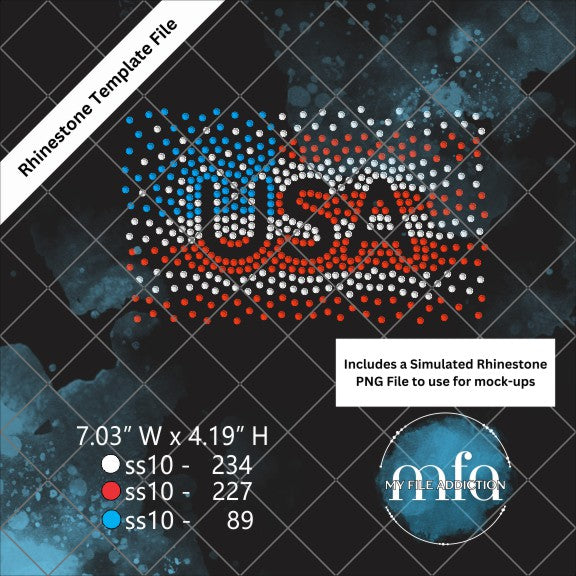 Flag USA Scatter 2 Rhinestone Template File