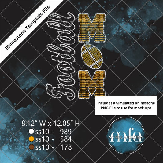 Football Mom Vertical Rhinestone Template File