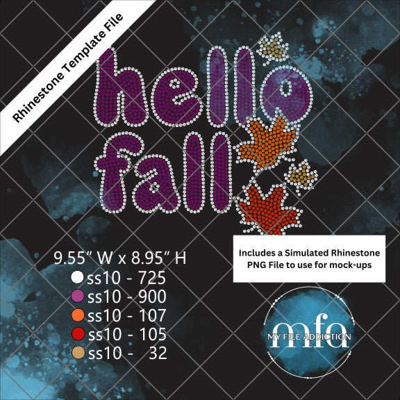 Hello Fall Rhinestone Template File