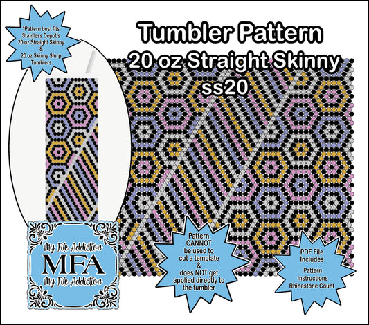 Hexagon Craze ss20 Rhinestone 20 oz Tumbler Pattern