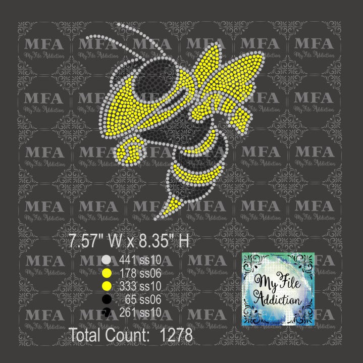 Hornet Mascot Rhinestone Digital Download File