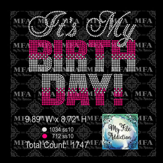 It's My Birthday Bold 1 Rhinestone Digital Download File