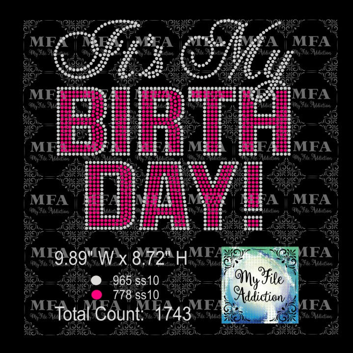 It's My Birthday Bold 2 Rhinestone Digital Download File
