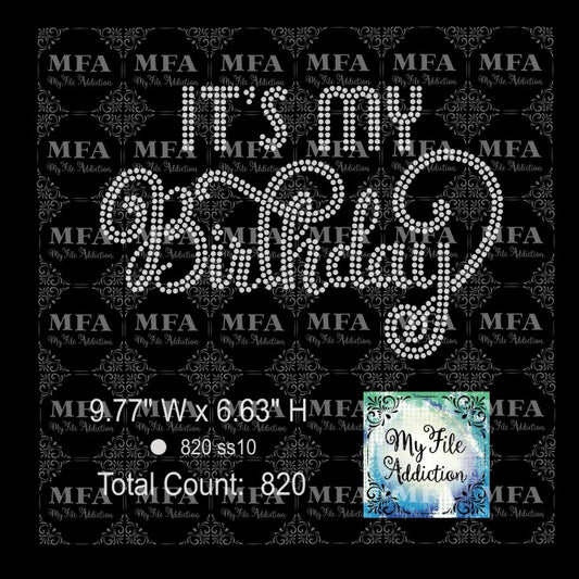 It's My Birthday Swirly Rhinestone Digital Download File