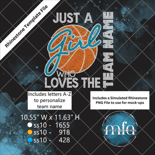 Just a Girl Who Loves a Basketball Team Rhinestone Template File