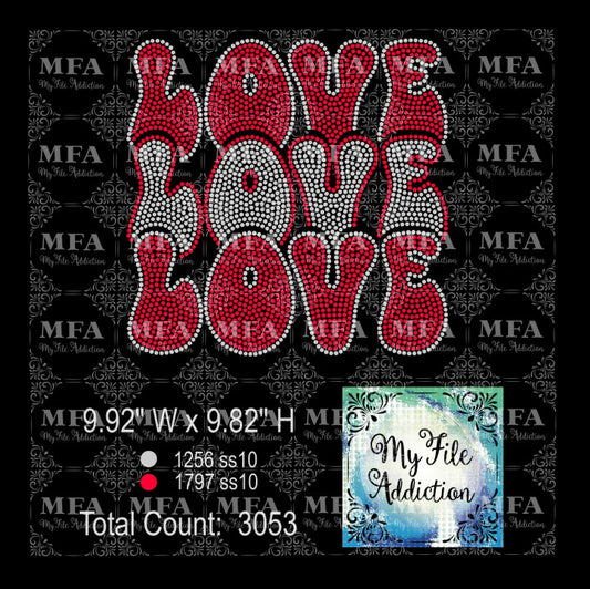 LOVE LOVE LOVE 1 Rhinestone Digital Download File