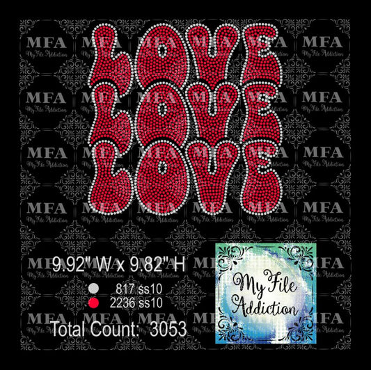 LOVE LOVE LOVE 2 Rhinestone Digital Download File
