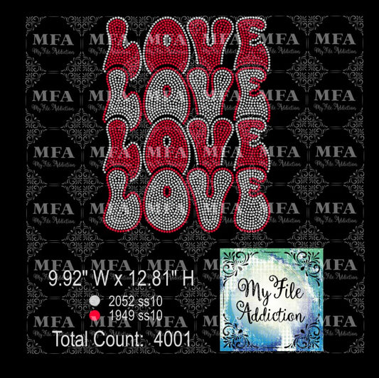 LOVE LOVE LOVE LOVE 1 Rhinestone Digital Download File
