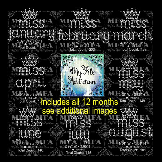 Miss Birthday Month Rhinestone Digital Download File
