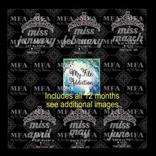 Miss Birthday Month 2 Rhinestone Digital Download File