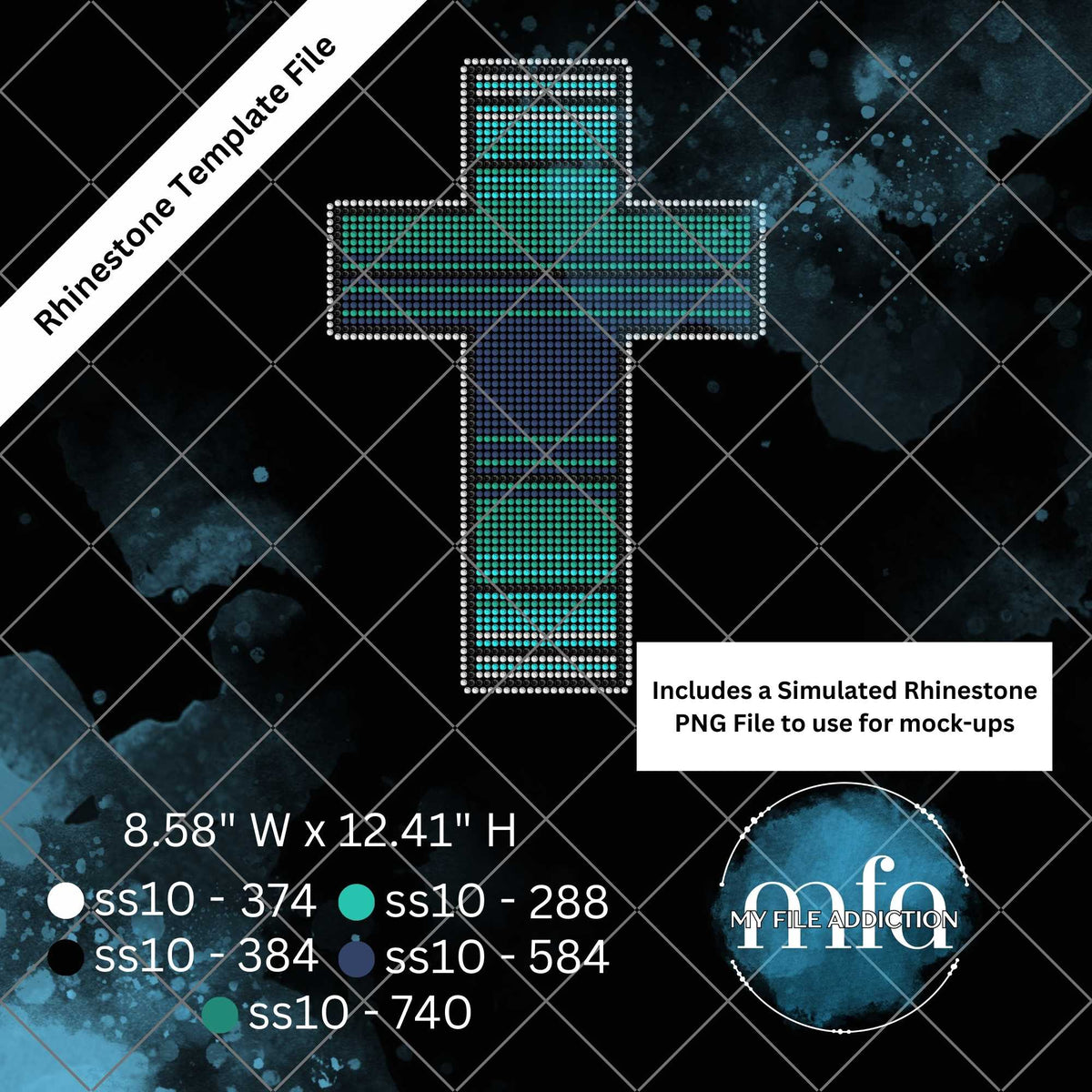 My File Addiction - Multi Color Cross Rhinestone Template File
