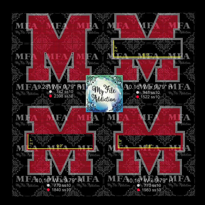 M with Banner Rhinestone Digital Download File
