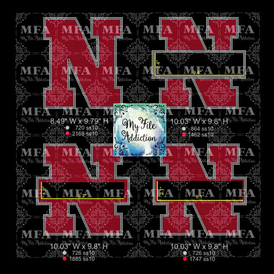 N with Banner Rhinestone Digital Download File
