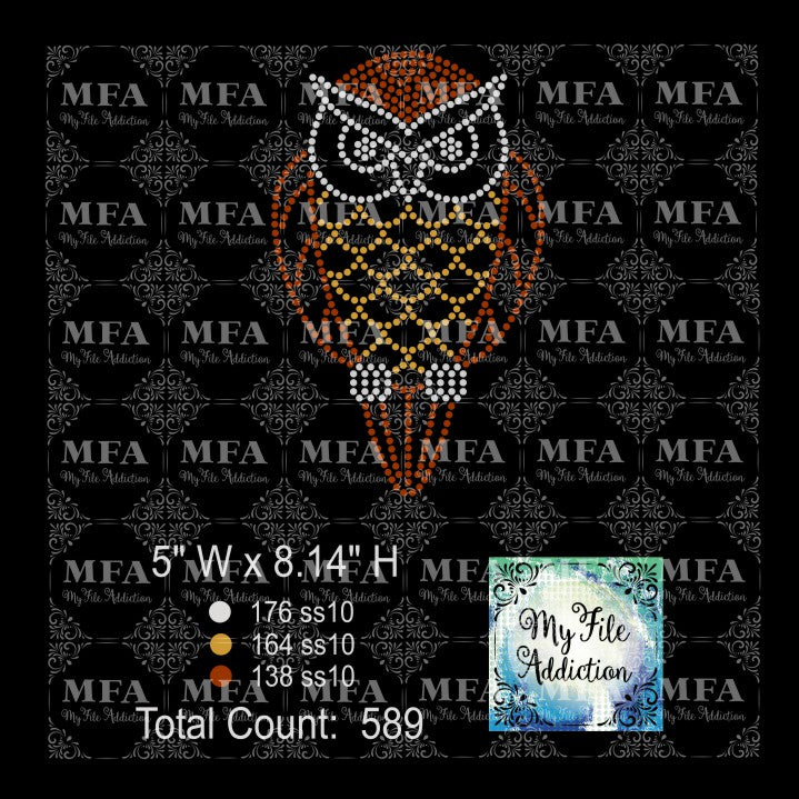Owl 1 Multi Color Rhinestone Digital Download File