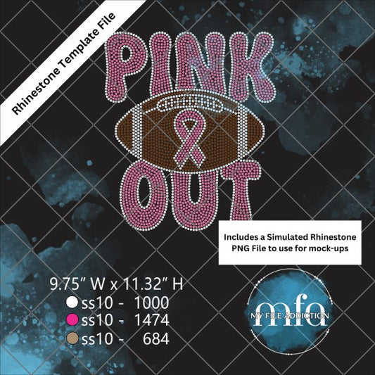 Pink Out Football Rhinestone Template File