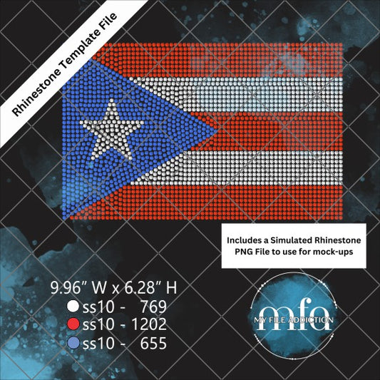 Puerto Rico Flag Rhinestone Template File - My File Addiction