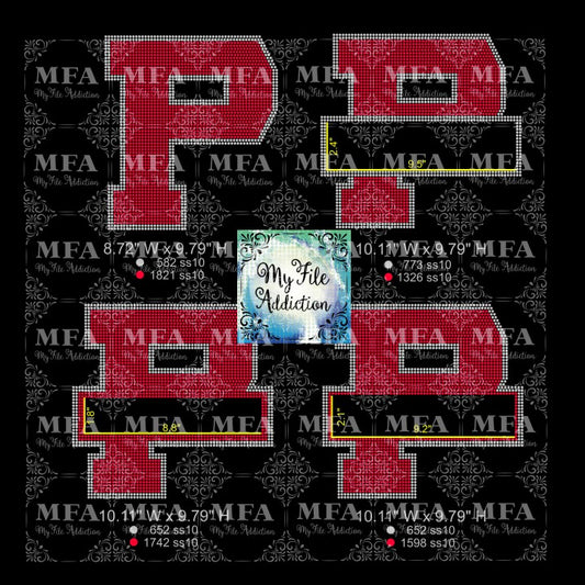 P with Banner Rhinestone Digital Download File