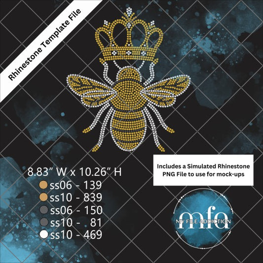 Queen Bee 2 With Crown Rhinestone Template File