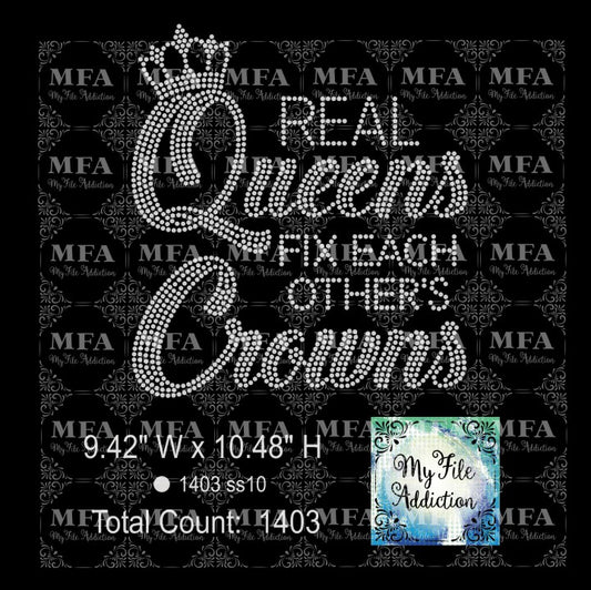Real Queens Fix Each Other's Crowns Rhinestone Digital Download File