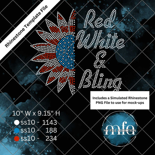 Red White & Bling Rhinestone Template File