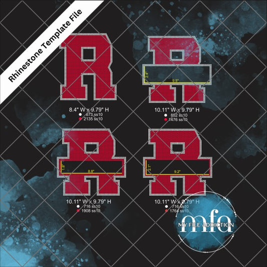 R with Banner Rhinestone Template File