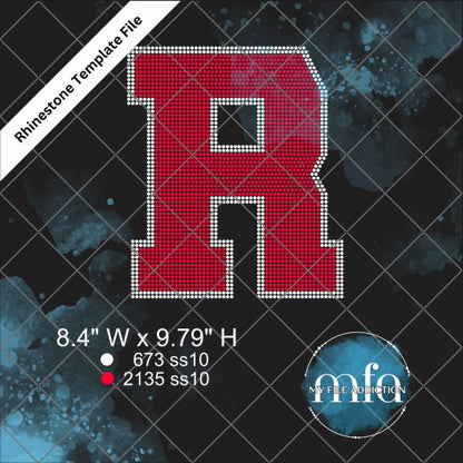 R with Banner Rhinestone Template File
