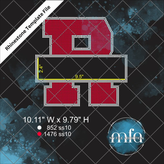 R with Banner Rhinestone Template File