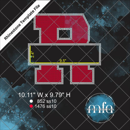 R with Banner Rhinestone Template File