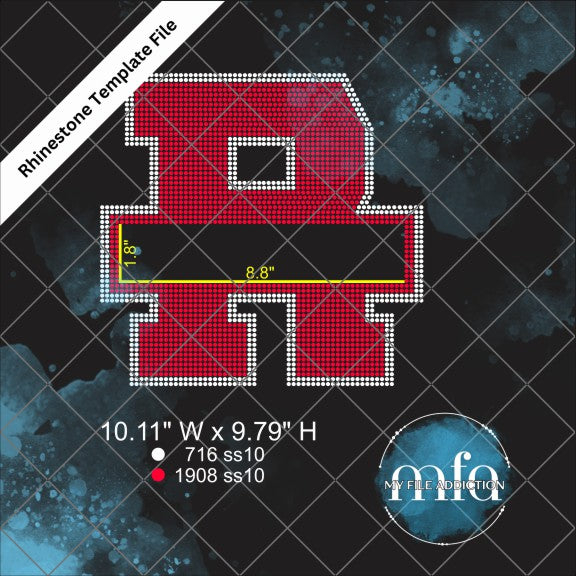R with Banner Rhinestone Template File