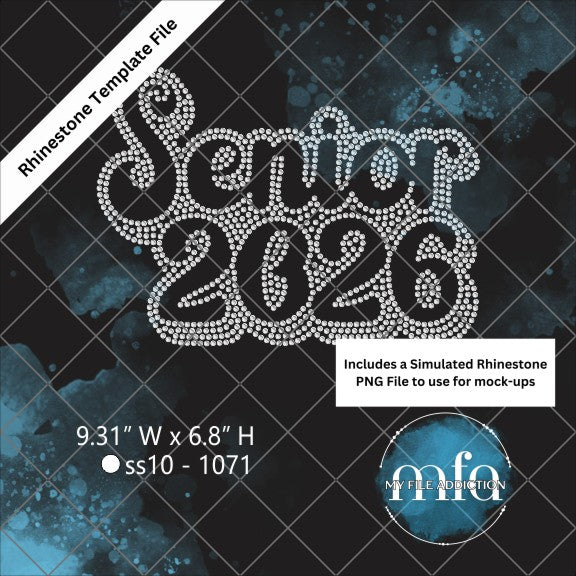 Senior 2026 Retro Rhinestone Template File