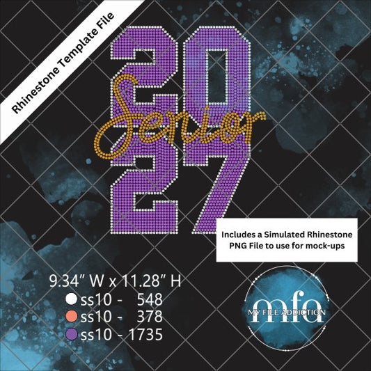 Senior 2027 Stacked Rhinestone Template File