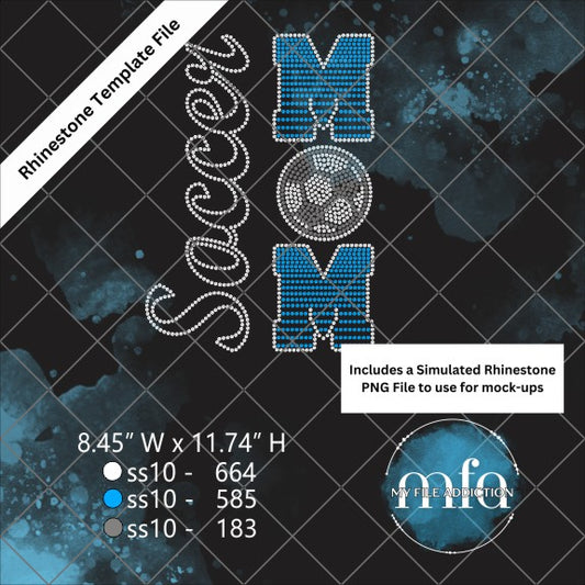 Soccer Mom Vertical Rhinestone Template File
