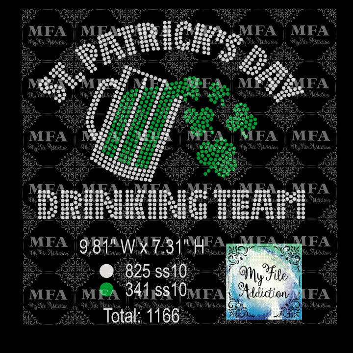 St Patrick's Day Drinking Team 2 Rhinestone Digital Download File