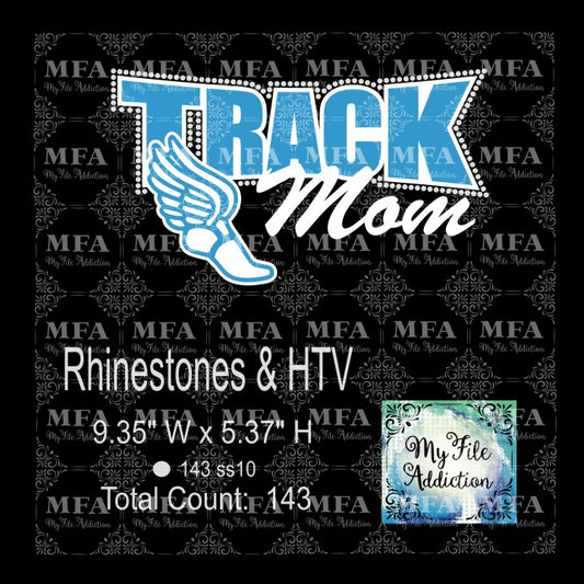 Track Mom Rhinestones & Vector Digital Download File