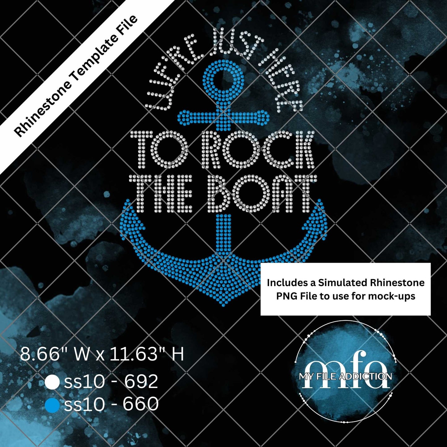 We're Just Here To Rock The Boat Anchor Rhinestone Template File