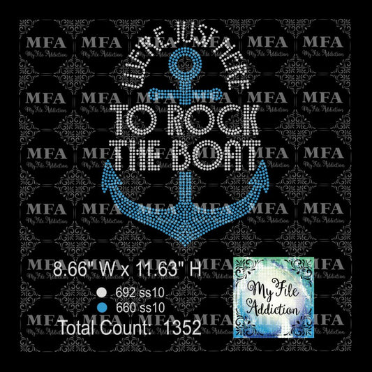We're Just Here To Rock The Boat Anchor Rhinestone Digital Download File
