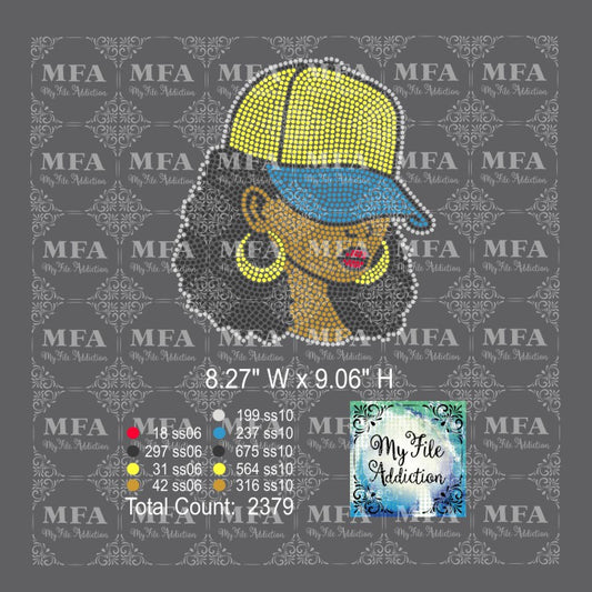 Woman with Trucker Baseball Hat 2 Rhinestone Digital Download File