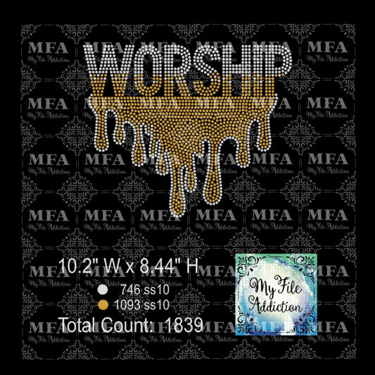 Worship Drip Rhinestone Digital Download File