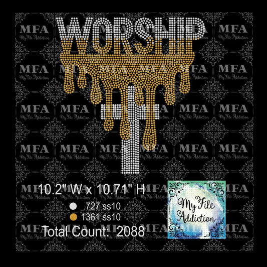 Worship Drip with Cross Rhinestone Digital Download File